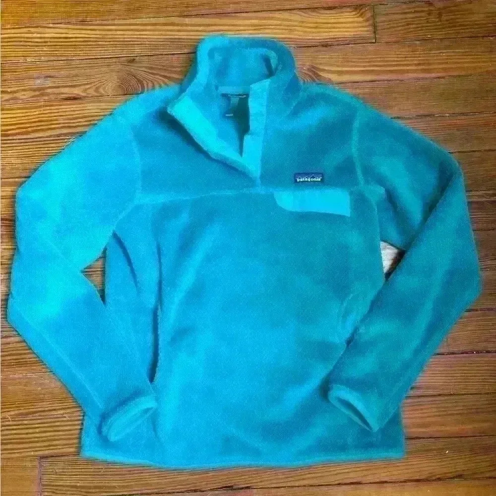 Patagonia Women's Polartec 1/4 T Snap Teal Fleece Pullover Size Small Sweater - Picture 1 of 5
